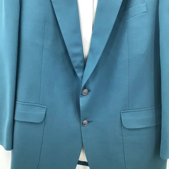 Vintage 46L Men's Teal Blue Blazer Jacket Vented Single Breasted Fully Lined - Picture 7 of 13